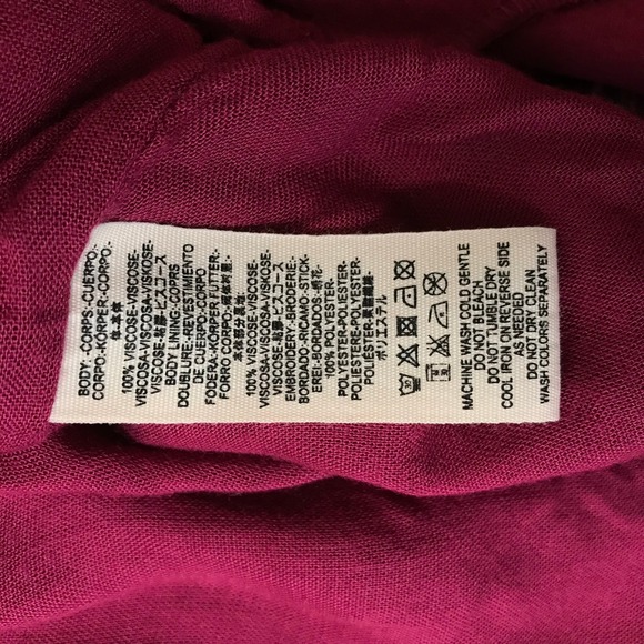 Free People Embroidered V Neck Long Sleeve Mini Dress Berry Size L - Picture 8 of 8